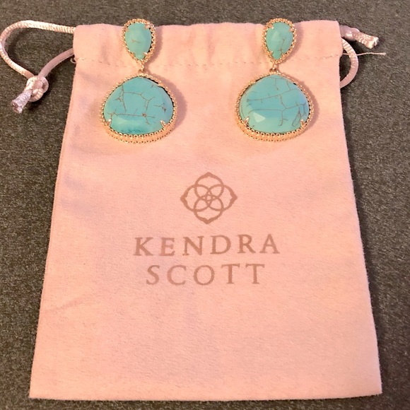 Kendra Scott Jewelry - EUC Kendra Scott Penny Gold/Turquoise Earrings